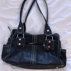 Vintage Elegant Black Leather Tote Bag